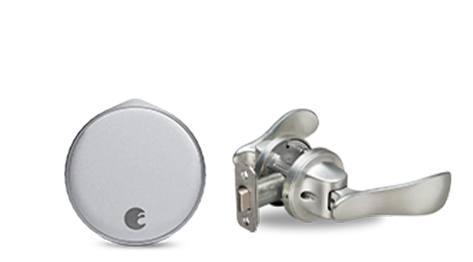 Auedarfield Wi-Fi Smart Lock + Navis Paddle in Satin Nickel